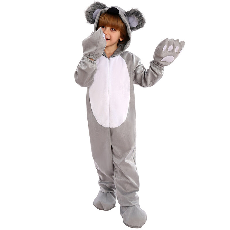 Kids Koala Cosplay Costume Children Stage Performance Koalas Animal Jumpsuits Onesie for Girls Boys Halloween Party Costume