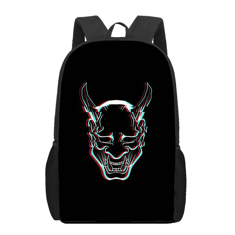 Mochila escolar para meninos e meninas, mochila escolar, mochila de grande capacidade, logotipo diabo do inferno, impressão padrão 3D, impressão de cachorro