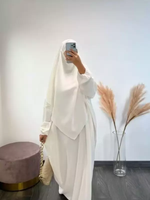 ชุดมุสลิมยาว2ชิ้นชุดอาบายาชุดสวดมนต์ผ้าคลุมฮิญาบคลุมแบบเต็ม2023มุสลิม
