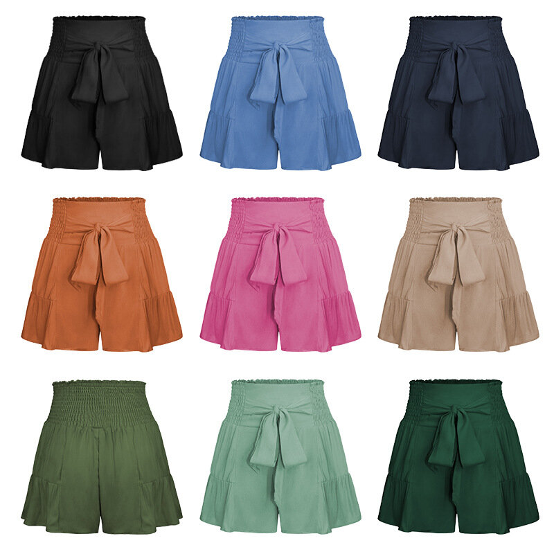 Women Skirt Pants with Lace and Ruffle Edges Wide Leg Shorts Drape Feel Versatile Casual Skirt Pants