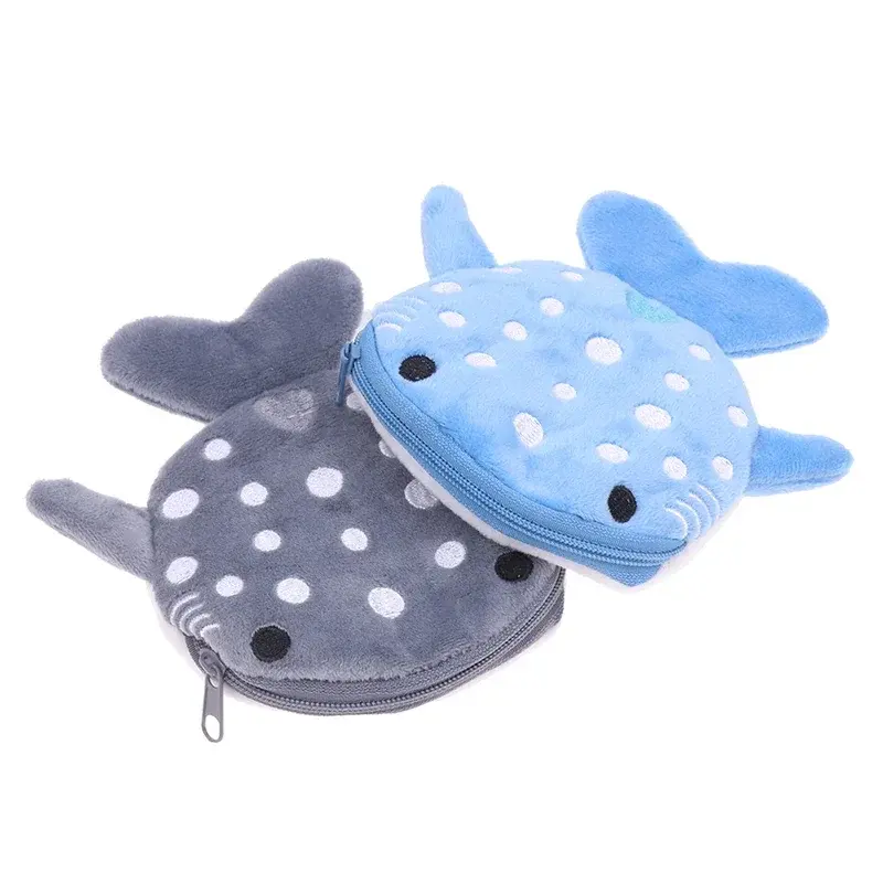 Cartoon Cute Whale Shark Plush Coin Purse Kawaii Wallet Portable Coin Bag Key Earphone Coin Organizer Pouch Zipper Bag Kids Gift