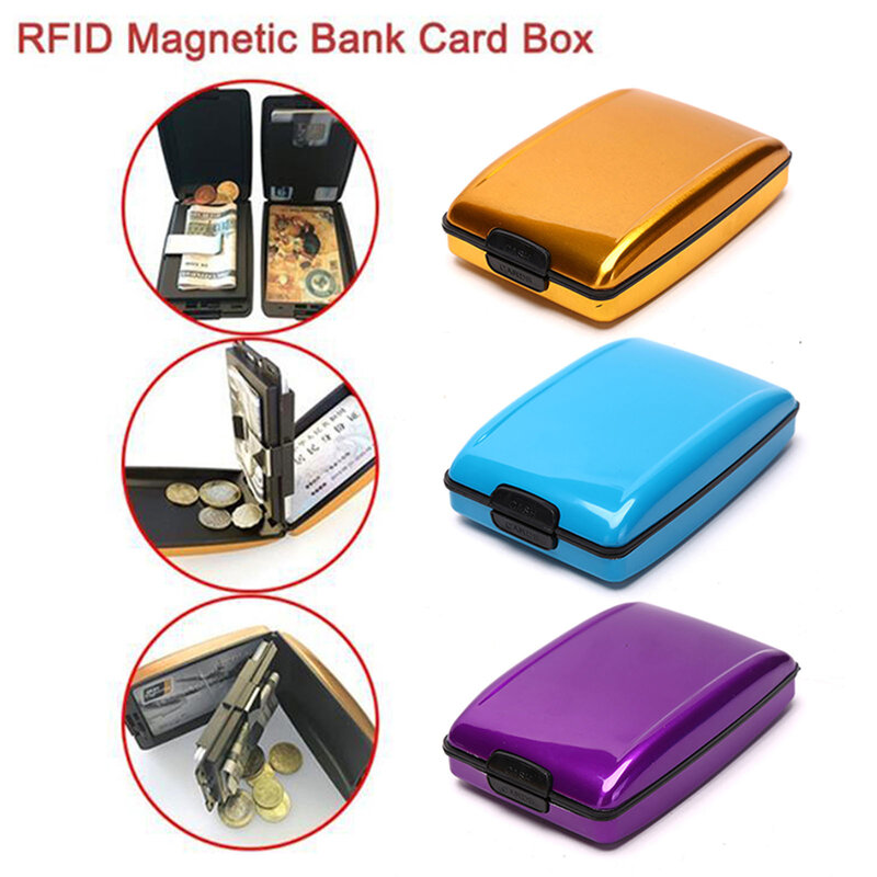Porte-monnaie en acier inoxydable avec technologie de sécurité RFID, antivol, alliage d'aluminium, porte-cartes bancaires, 6 cartes de crédit, clip à la mode
