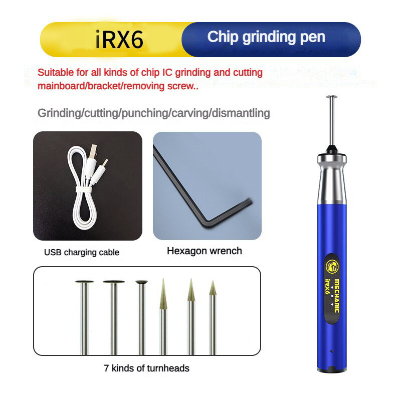 기계식 무선 소형 칩 연마 펜, IR X6 충전, 휴대폰용 미니 전기 조각 펜, 연삭기