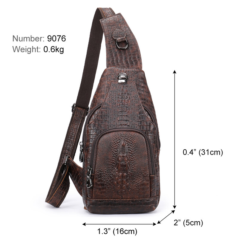 WESTAL-bandolera de cuero genuino antirrobo, bolso Personal de bolsillo para el pecho, bolso de hombro para viajes, senderismo, bolsos de diseño de cocodrilo