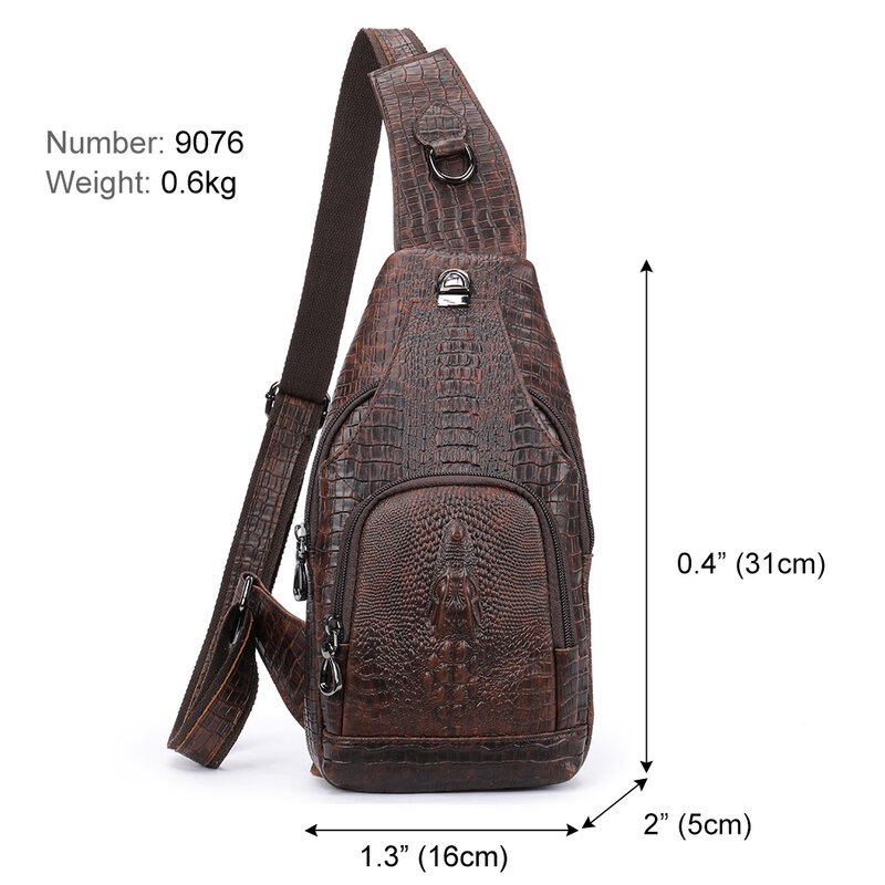 Westal Echt Leer Sling Bag Anti-Dief Crossbody Persoonlijke Pocket Bag Borst Schoudertas Voor Reizen Wandelen Croco Ontwerp tassen