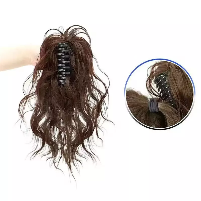 Y2K Millennium Hotties girls puffy curly Grab Clip-On ponytail wigs woman Chicken's Head horsetail Clip wig Hair Extension