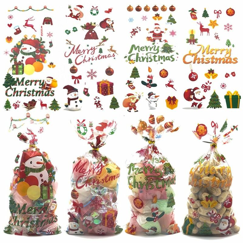 Natal Papai Noel Gift Packaging Bag, celofane, biscoitos Baking Bags, Decoração De Natal, Favores Do Partido