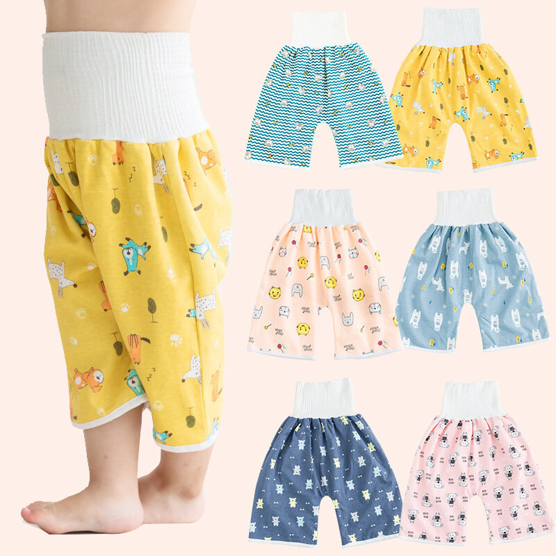 Baby Waterproof Diaper Pants Skirt for Potty Training Baby Comfy Diaper Short for Boys and Girls Sleeping Bedclothes