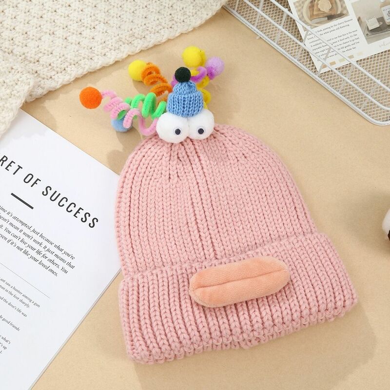 Lã Crochet Sausage Boca Braid Beanie, Chapéu De Tricô, Engraçado Cartoon Boca Knitting Hat, Acessórios de pano