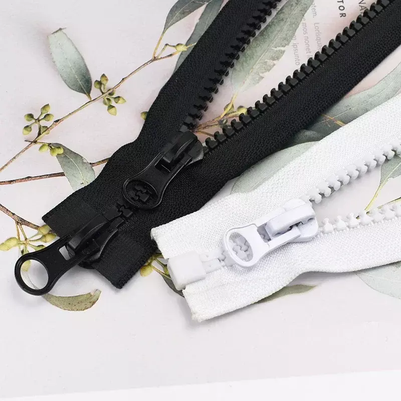 1Pc Meetee 60-300ซม.5 # เรซิ่น Zippers สีดำสีขาวคู่ Slider Open-End ซิปสำหรับเย็บเสื้อผ้าเต็นท์อุปกรณ์เสริม DIY