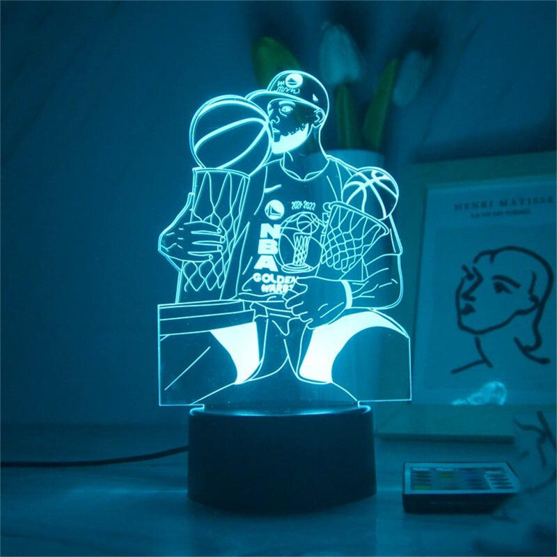 Rugby Star 3D Night Light Basketball Player 3D Statue Model Lamps Illusion Light 7/16 Color Variations for Ball Fans Gift Decor