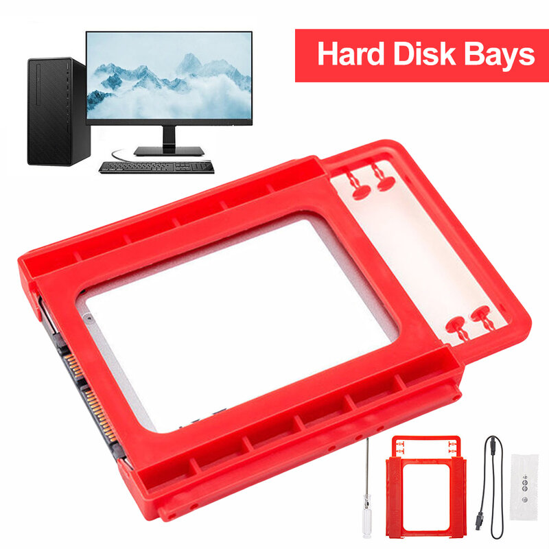 Plástico Hard Drive Caddy adaptador, suporte livre de ferramentas, 2,5 "a 3,5", SSD Drive para HDD adaptador, suporte do disco rígido