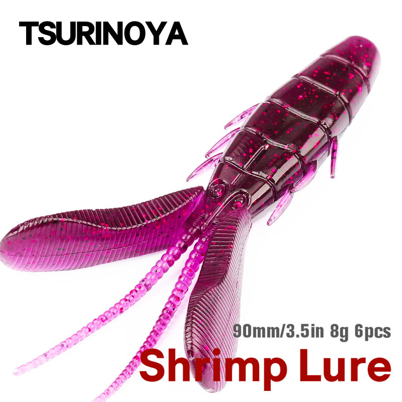 Tsurinoya-isca de silicone macio para a pesca do camarão, 90mm, 8g, atração para a pesca do robalo, swimbait, wobblers, Caroline, equipamento, Texas, equipamento