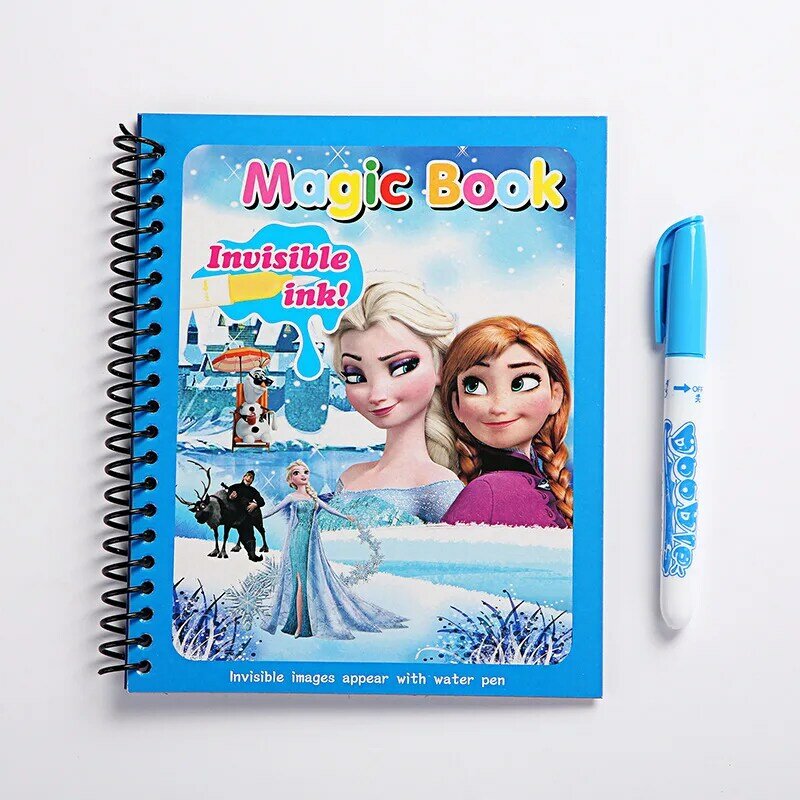 Original Frozen Elsa Mainan Gambar Lukisan Air Tokoh Aksi Anime Grafiti Buku Ajaib Cat Air untuk Hadiah Ulang Tahun Anak Perempuan