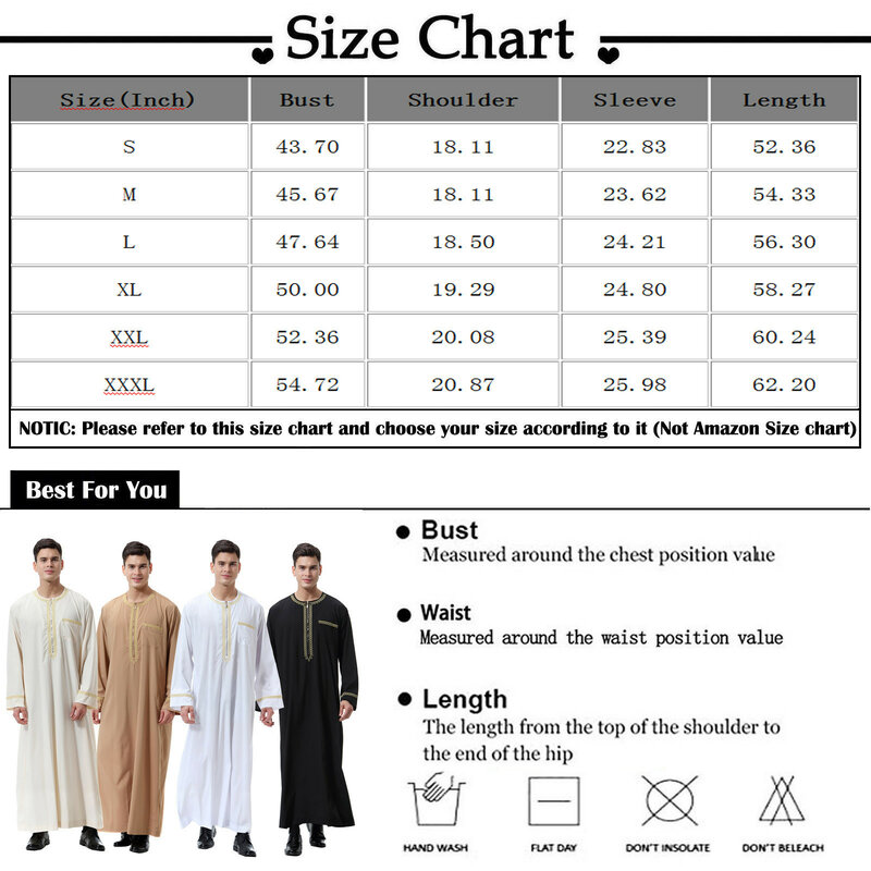 Pakaian timur tengah pria tradisional Muslim Islam Jubba Thobe berdiri kerah gaun kardigan jubah dengan saku harian gaya dasar