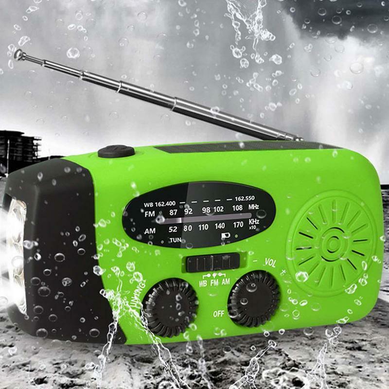 Rádio sem fio alerta am/fm manivela solar tempo rádio alto-falante 2000mah survival gear lanterna rádio