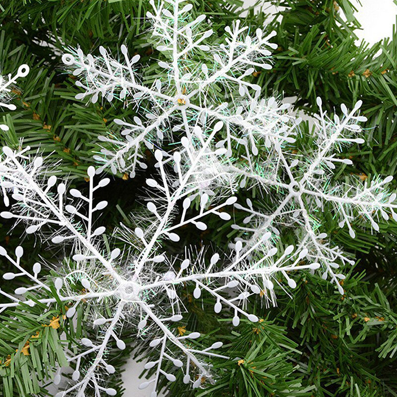 15 szt. Duże świąteczne płatki śniegu ozdoby choinka wiszące brokatowe płatki śniegu dekoracje DIY 2024 nowy rok girlandy wystrój