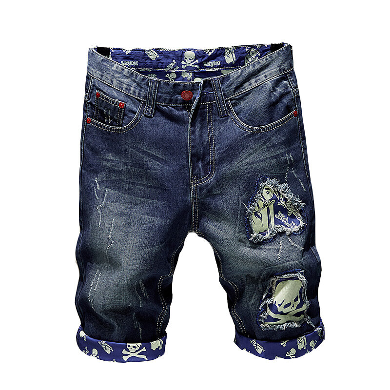 Bei pantaloncini di jeans da moto da uomo Summer Street Fashion personalizzati stampati rippedingh Street Slim-Fit Retro Shorts