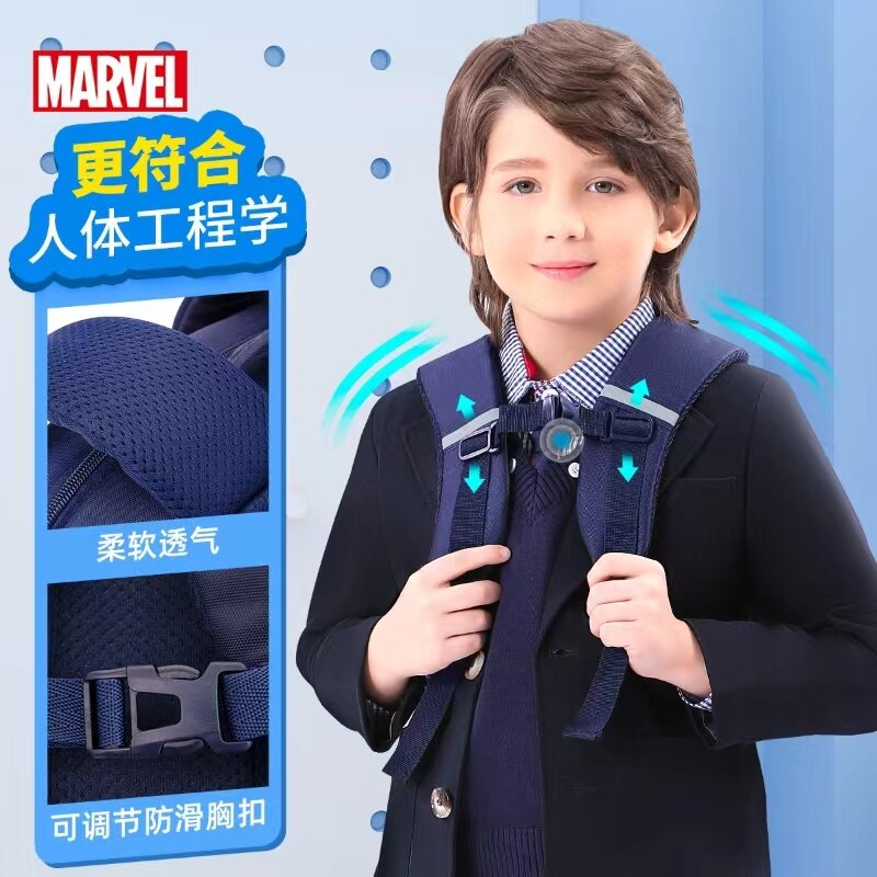 2024 Disney School Bags For Boys Grade 1-3 Iron Spider Man Primary Student Shoulder Orthopedic Backpack Captain America Mochilas