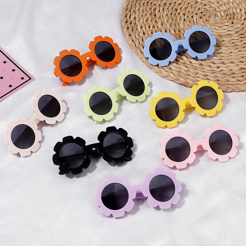 신생아용 편광 원형 선글라스, 유연한 구부릴 수 있는 꽃, 아기 편광 선글라스, 스트랩 포함, 0-24 개월