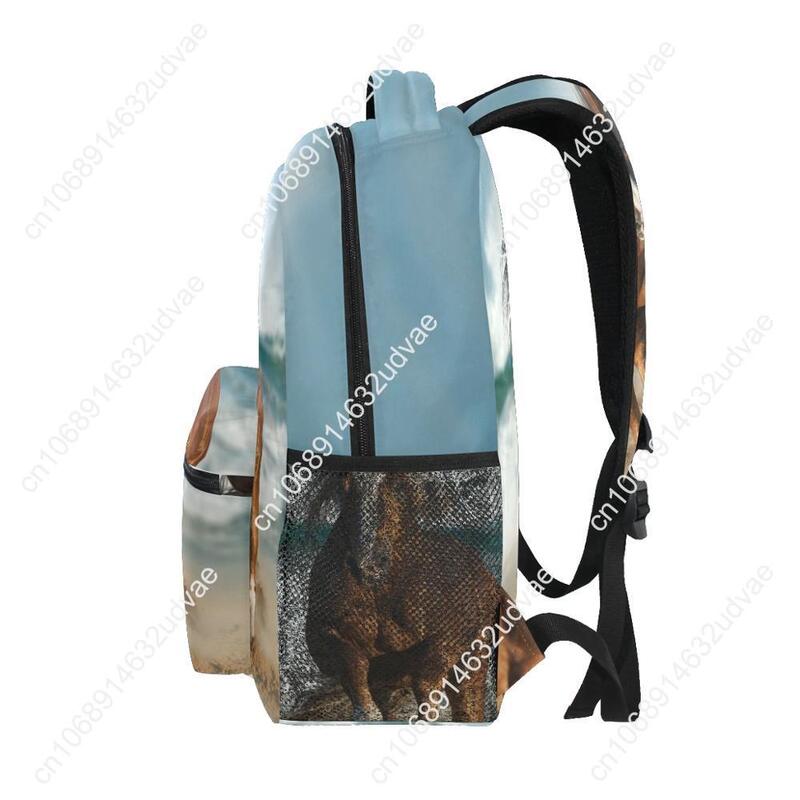 Wodoodporny tornister plecaki dla chłopców nadruk z koniem torby szkolne dla dziewczynek laptopa plecak dla nastolatków tornister aktualności