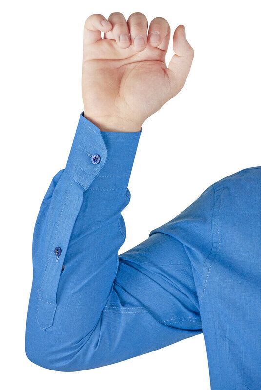 Роскошная летняя льняная рубашка IQRAH с круглым вырезом, синяя