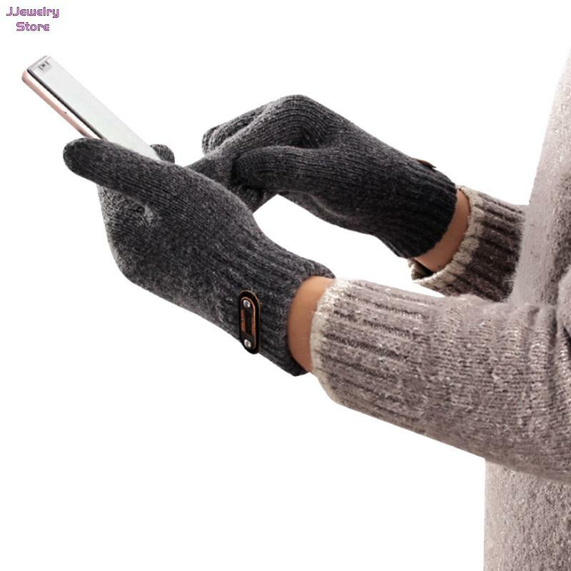 1 пара, мужские шерстяные трикотажные перчатки для сенсорного экрана