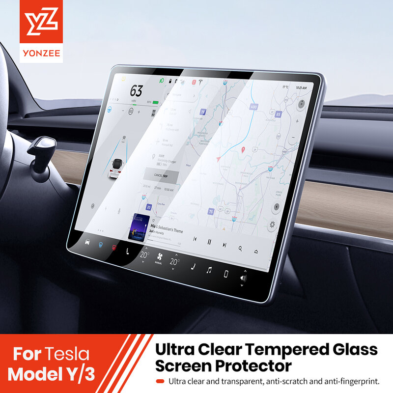 Ochronne szkło hartowane na ekran YZ dla Tesli Model 3 Y X 2023 2022 2021 centrum sterowania akcesoria Film HD Tesla