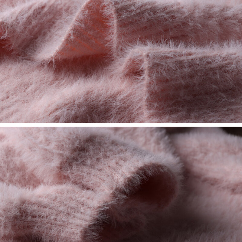 Robe pull en mohair à col roulé pour femme, pull long en tricot, coréen, automne, hiver, 2024