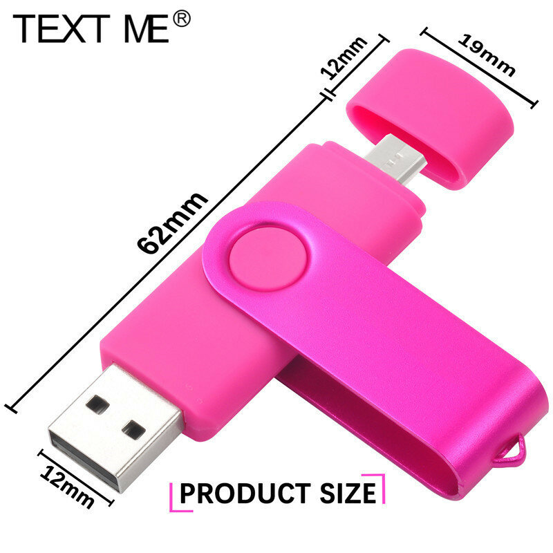 TEXT ME 고속 USB 플래시 드라이브 OTG 펜 드라이브 64GBUsb 스틱 32GB 16GB 8GB Pendrive 플래시 디스크, 안드로이드 마이크로/PC/자동차/TV 용