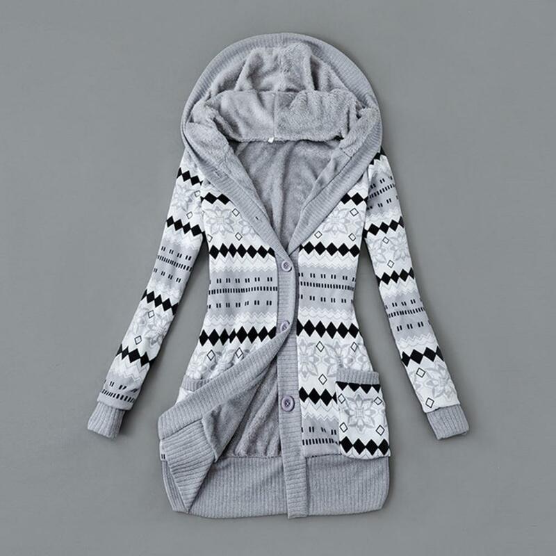 2023 Camisola casaco listrado impressão longa outono inverno Hoodie feminino botões encerramento camisola do forro de pelúcia Outerwear