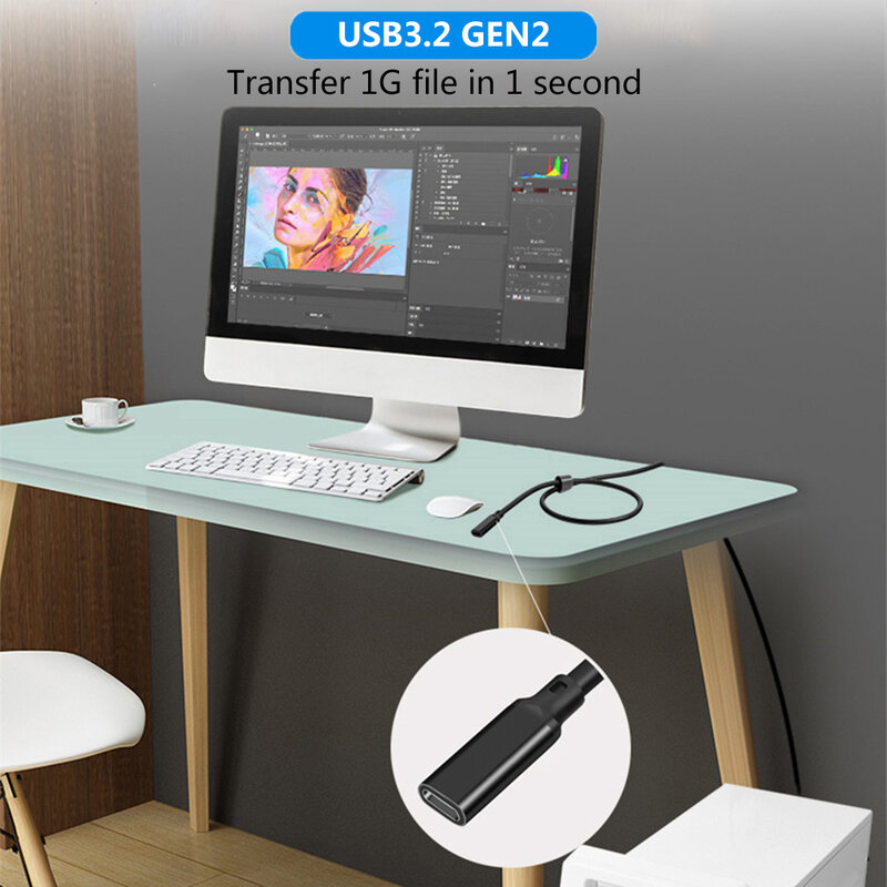 كابل تمديد USB C ذكر إلى أنثى نوع C USB3.2 Gen2 10Gbps 100 واط شحن سريع موسع الحبل لماك بوك برو سامسونج شاومي