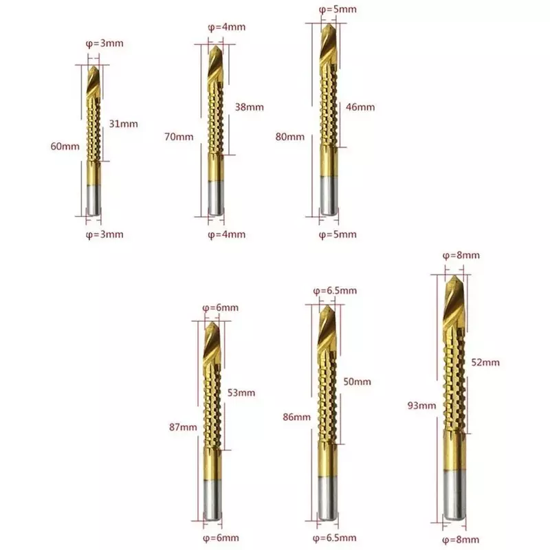 6pcs/set Cobalt Drill Bit Set Spiral Screw Metric Composite Tap Drill Bit Tap  Drill Bit Set Multi-function Metal Specia
