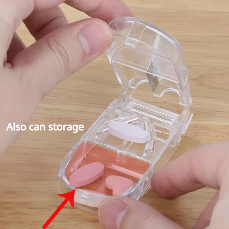 Kotak pemotong pil plastik transparan, peralatan memotong kontrol dosis mudah Tablet bertahan hidup luar ruangan