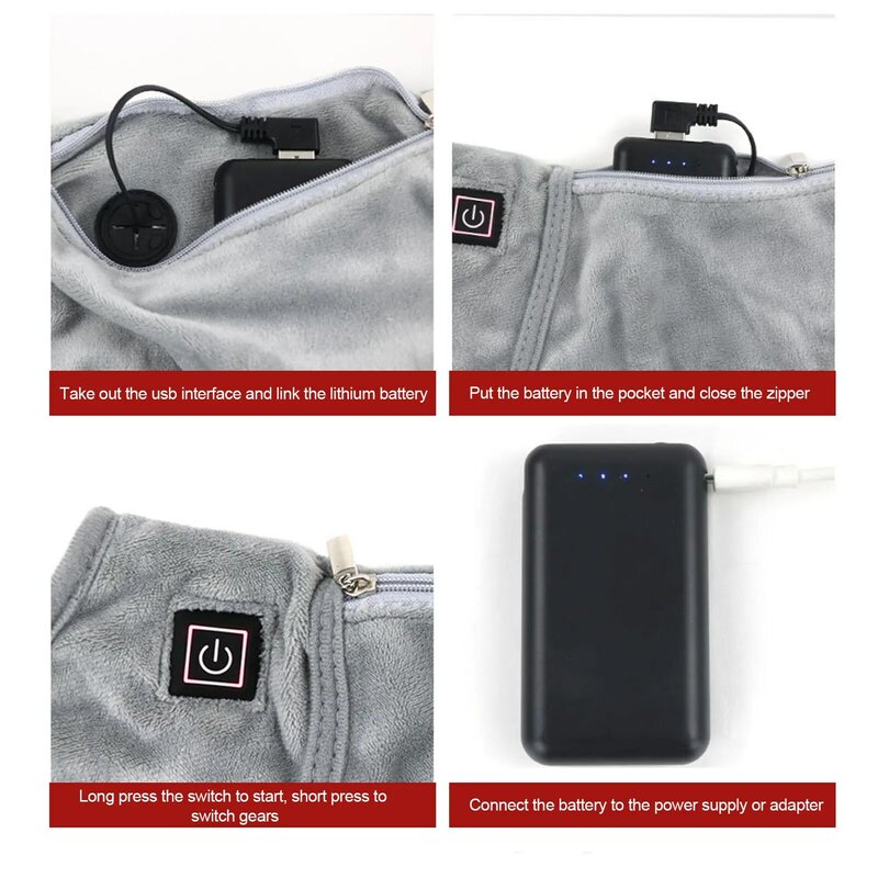 Sarung tangan pemanas elektrik USB, penghangat tangan kantong penghangat tangan untuk berburu dengan tali 3 suhu yang dapat disesuaikan