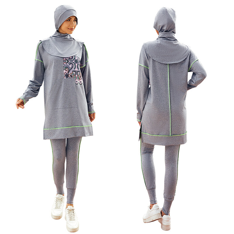 Мусульманская спортивная одежда скромная одежда для активного отдыха хиджаб Женская одежда для активного отдыха 3 шт. Спортивная одежда для бега уличная мусульманская скромная одежда для активного отдыха
