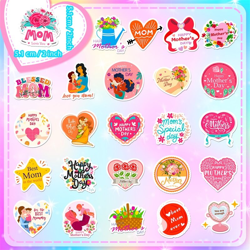 10/30/50PCS I LOVE YOU MOM MOTHER'S DAY PVC Sticker Aesthetic DIY Decoration Scrapbooking Stationery School Supplies for Kids