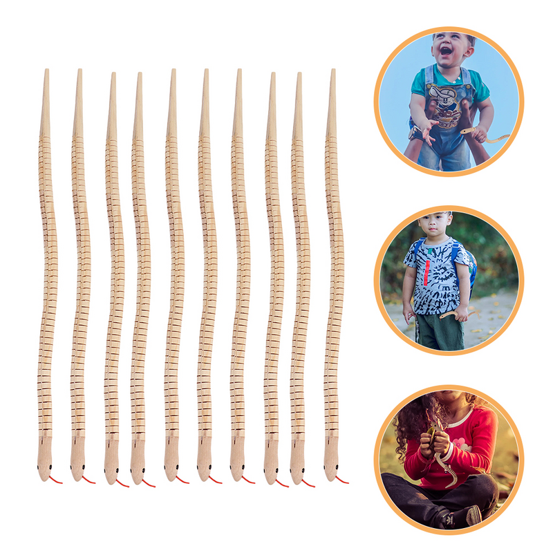 Serpientes de madera para niños, juguetes articulados de madera, modelo de serpientes sin terminar, manualidades, recuerdos de fiesta, 10 piezas