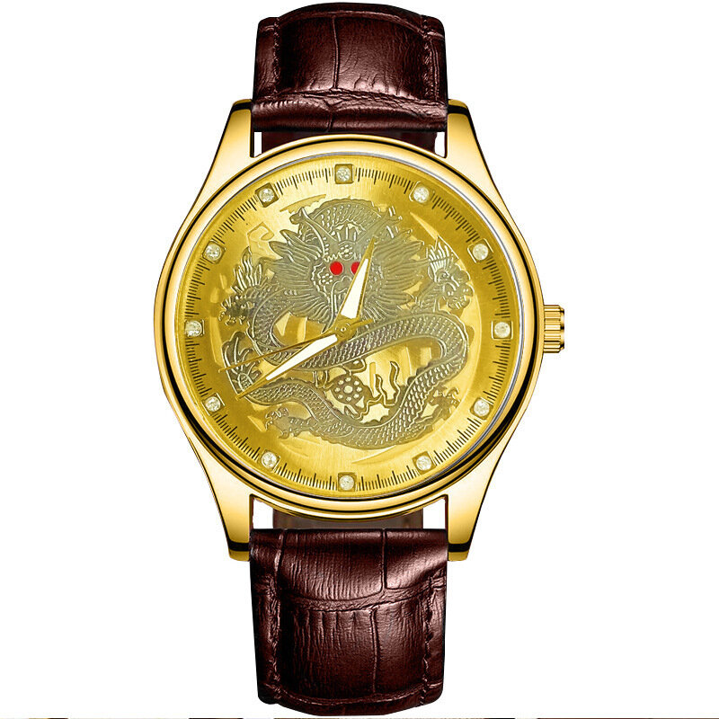 Mannen Horloges Riem Quartz Horloge Mode Zakelijk Horloge Jinlong Patroon