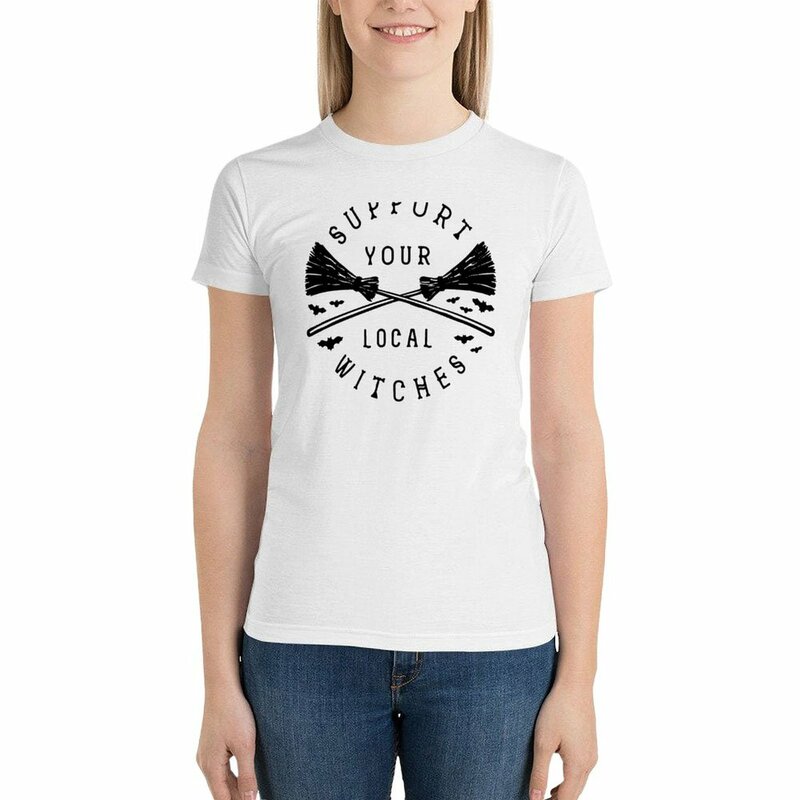 Camiseta de "Support Your Local Witches" para mujer, ropa vintage, camisetas de moda coreana, ajuste suelto