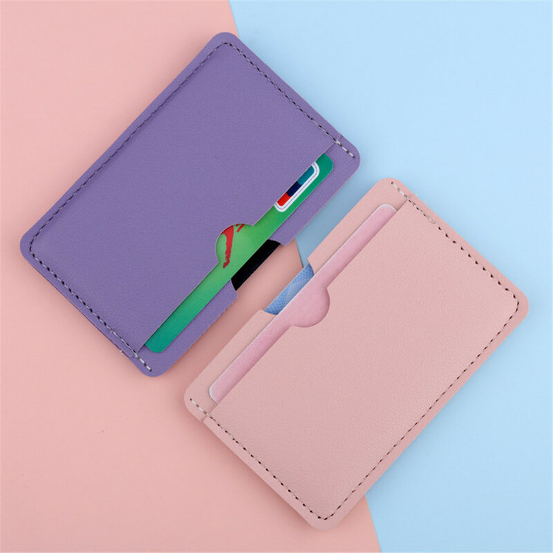 6 Color Mini PU Leather ID Card Holder Coin Purse Women Men Business Card Cover Bank Credit Card Box 3 Card Slot Slim Card Case