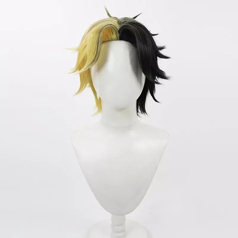 Anime Mashle Magic and Muscles Rayne Ames Cosplay Wigs Adult Unisex Heat Resistant Synthetic Black Yellow Hair Party Accessory
