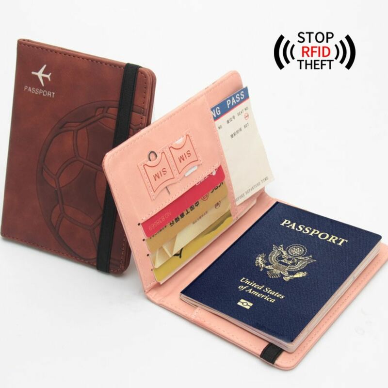 Кожаный RFID-держатель для паспорта, прочная многофункциональная ультратонкая сумка для паспорта, футбольный Водонепроницаемый RFID-кошелек для паспорта