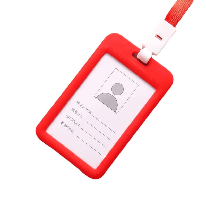 끈이 있는 휴대용 작업 카드 커버 양면 투명 직원 ID 카드 홀더 이름표