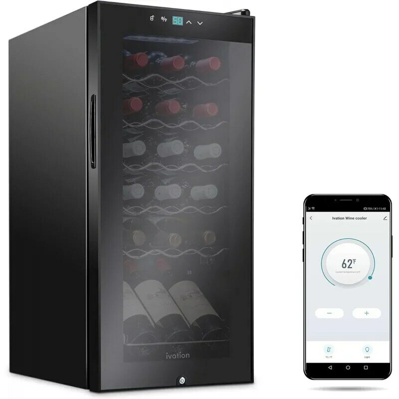 Ivation-compresor de 51 botellas, refrigerador de vino con WiFi, sistema de refrigeración de Control de aplicación inteligente, celda de vino independiente grande