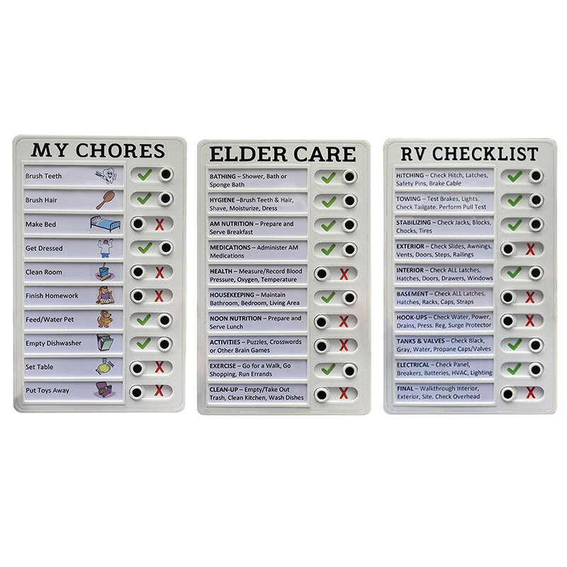 Memo Plastic Board Chore Chart riutilizzabile RV Checklist le mie faccende Elder Care Checklist pianificatore giornaliero comportamento di responsabilità