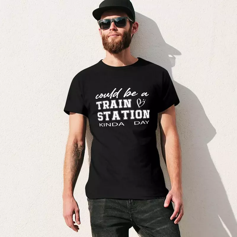 Camiseta de anime de aduanas para hombre, camisa grande y alta, de la estación de tren, kinda day