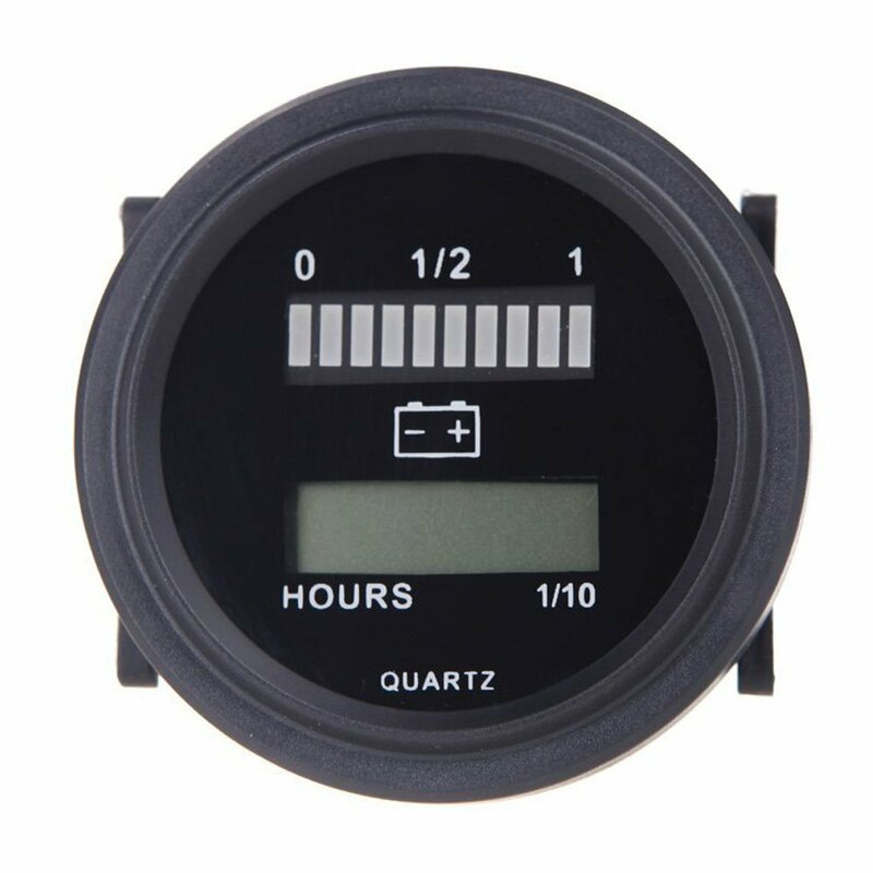 12V/24V/36V/48V/72V LED Digital Battery Status Charge Indicator with Hour Meter Gauge Black