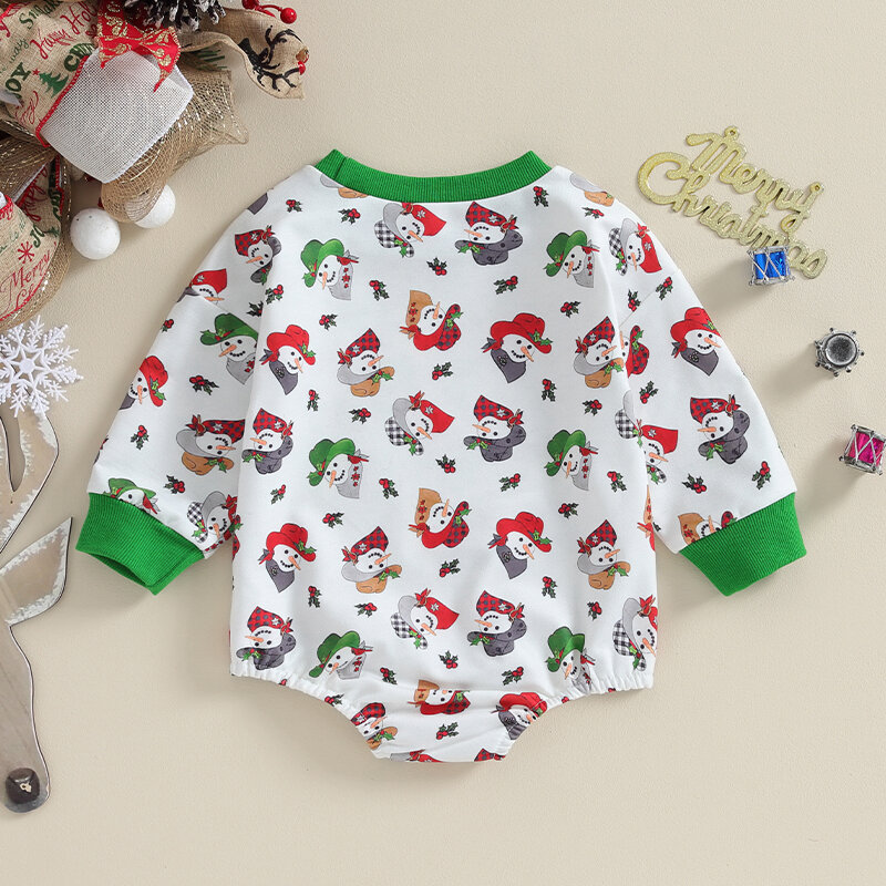 Natal manga comprida macacão para recém-nascido, bebê menina e menino roupa moletom, primeira roupa de Natal