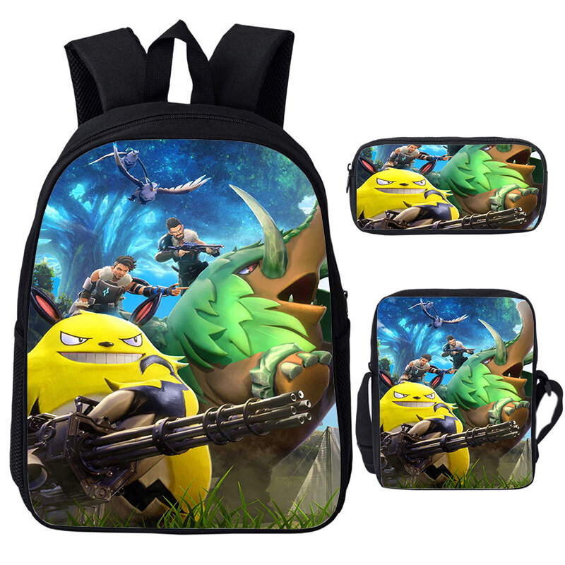 Game Palworld Printing Backpack for Boys Girls Funny Cartoon School Bags 3pcs Set Softback Children Bookbag Shoulder Bag Pen Bag